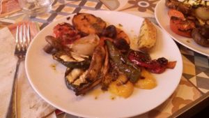 Parrillada de verduras con salsa chimichurri. at VEGA - Luna in Madrid