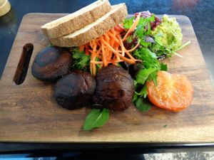 Vegan breakfast. Looks nice, but was mainly greens actually... With cranberry sweet sauce instead of dressing, I reckon (even though they said it was balsamico). at Be Rude Not To Cafe in Rotorua