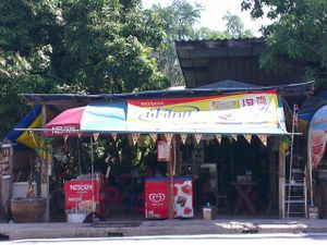 Front view of the restaurant at Keereboon Vegetarian Food in Prachuap Khiri Khan
