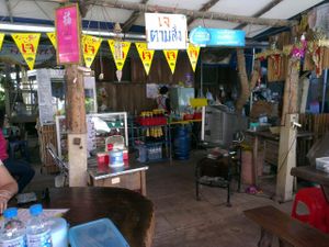 Inside the restaurant at Keereboon Vegetarian Food in Prachuap Khiri Khan