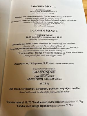 Menu  at Hagedis in The Hague