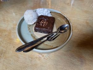 Brownie and ice cream  at Hagedis in The Hague