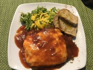 The lasagna from the menu. Slightly sweat tomato sauce   at Rushi Comida Sana in Manizales