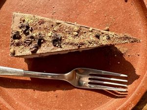 chocolate cake  at Shantaram Raw in Arambol