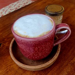 Soy cappuccino at Shantaram Raw in Arambol