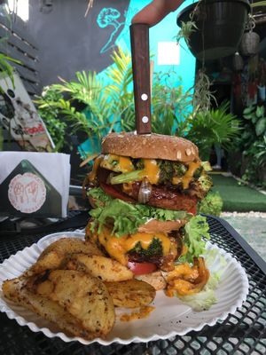 Big burger  at Rincon Veganx in Merida