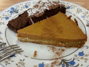 pumpkin and chocolate cake at Loving Hut - Fort Street Mall in Honolulu