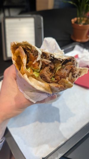 Inside of the seitan BBQ burrito at Gorilla Kitchen in Vienna