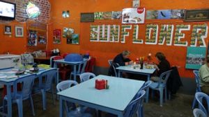 restaurant interior decor  at Sun Flower Restaurant in Nyaungshwe