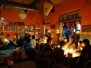 2nd blackout for the day.  restaurant is almost full house for dinner at Sun Flower Restaurant in Nyaungshwe