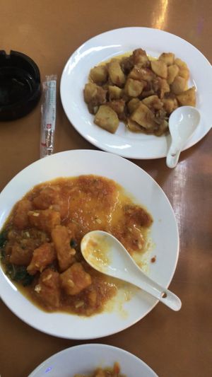 Vegan Curries pumpkin and masala potato  at Sun Flower Restaurant in Nyaungshwe