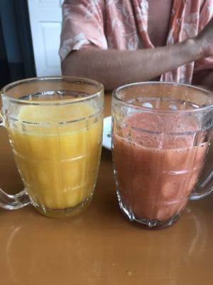 Mango and mixed fruit juice. SOOO GOOD! at Sun Flower Restaurant in Nyaungshwe