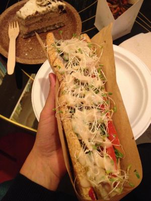 Hot dog and Dessert at Jamniczek in Warsaw