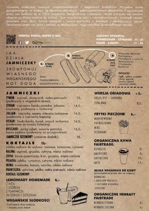 Menu at Jamniczek in Warsaw