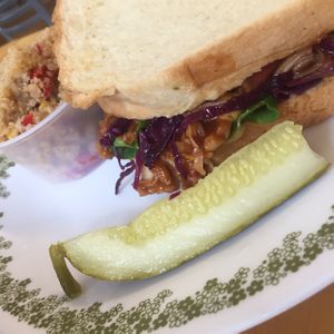 bbq jackfruit sandwich  at Fork & Spoon in Bangor