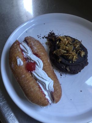 Cream donut and afghan  at Tart Bakery - Grey Lynn in Auckland