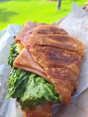 Toasted vegan 'ham & cheese' croissant at Tart Bakery - Grey Lynn in Auckland