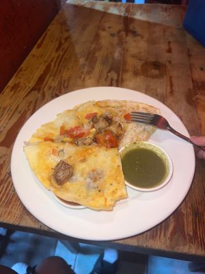 vegan “pollo asado” quesadillas   at El Chupacabra in Makati