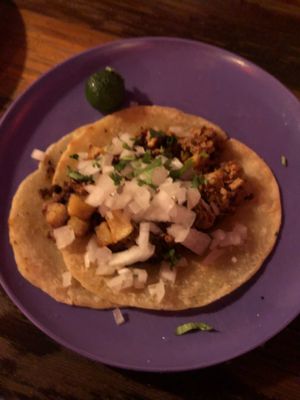 Soyrizo on fresh corn tacos! at El Chupacabra in Makati