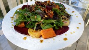Harvest Root Salad with maple vinaigrette and mapled walnuts at Muir's Tea Room in Sebastopol