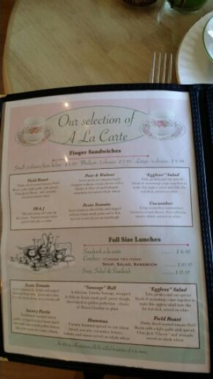 The Finger Sandwiches and Lunch Menu at Muir's Tea Room in Sebastopol