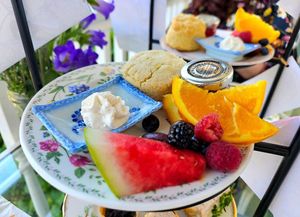 Gluten free scone with cream at Muir's Tea Room in Sebastopol