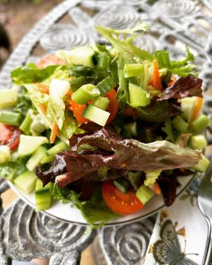 Delicious salad & dressing   at Muir's Tea Room in Sebastopol