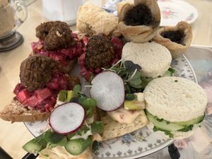 Savories tier  at Muir's Tea Room in Sebastopol