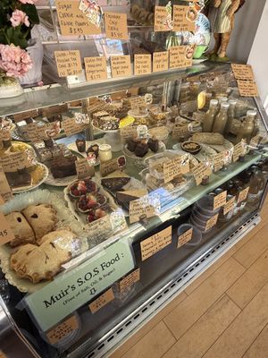 case full of goodies   at Muir's Tea Room in Sebastopol
