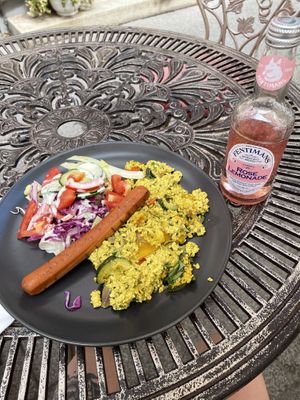 Buffet and lemonade  at Edeni Vegan in Budapest