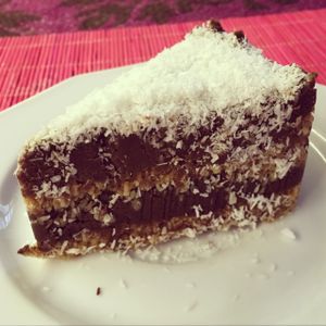 Raw bounty cake at Edeni Vegan in Budapest