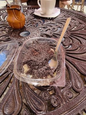 Traditional dessert at Edeni Vegan in Budapest