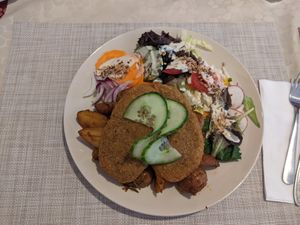 Seitan plate at Edeni Vegan in Budapest