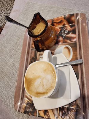 Cappuccino at Edeni Vegan in Budapest