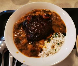 Mushroom stroganoff with seitan in soya sauce at Edeni Vegan in Budapest