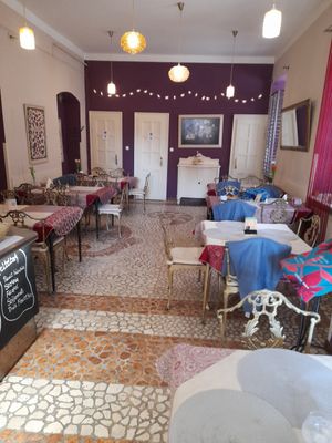 Dining room at Edeni Vegan in Budapest