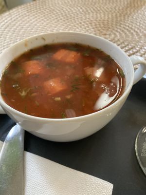 Borscht soup   at Edeni Vegan in Budapest