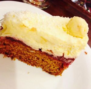 Coconut cake - my personal favorite! at Edeni Vegan in Budapest