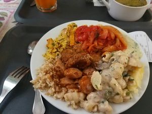 variety of food at Edeni Vegan in Budapest