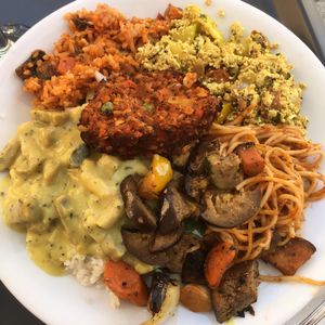 mixed food at Edeni Vegan in Budapest