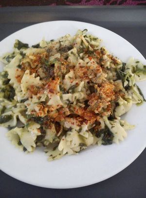 pasta with spinach at Edeni Vegan in Budapest