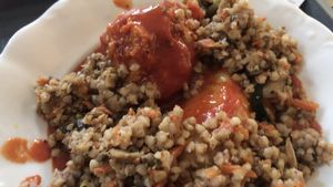 Buckwheat and stuff paprika  at Edeni Vegan in Budapest