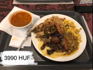 A mix of dishes you can order for 3990 HUF at Edeni Vegan in Budapest