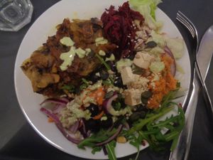 polenta with salad ! very good at Edeni Vegan in Budapest