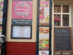 outside restaurant at Edeni Vegan in Budapest