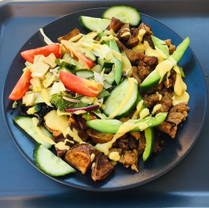 Gyros plate at Edeni Vegan in Budapest
