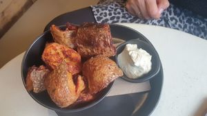 Crispy cracked potatoes at Fig Cafe in Castlemaine