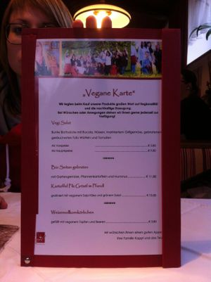 Vegan Menu at Gasthaus Kappl in Biberbach