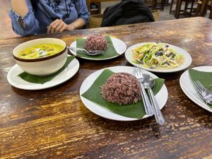 Mixed veggies and green curry   at Soul Organics in Koh Phangan
