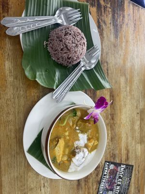 Massaman curry with brown rice (200 baht)  at Soul Organics in Koh Phangan